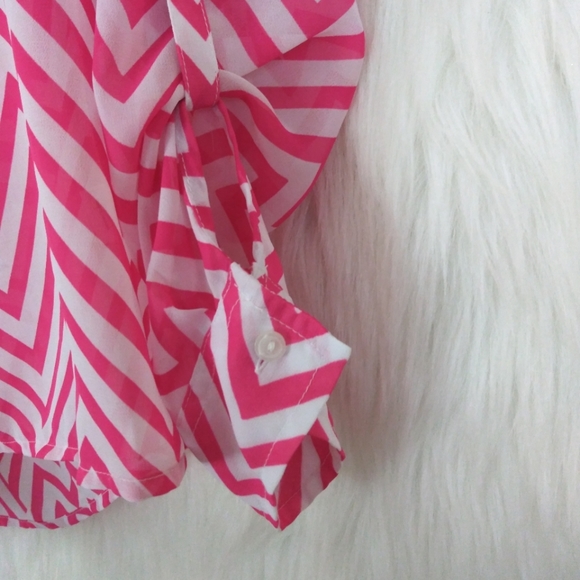 A.N.A . Pink and White Chevron Long Sleeve Top M - Picture 6 of 8